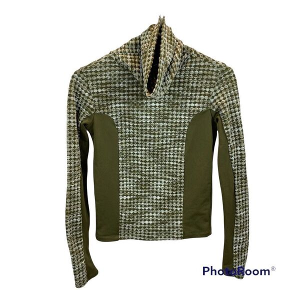 Nike Pro Hyperwarm Long Sleeved Funnel Neck Training Top Olive Green Size XS - Picture 11 of 15